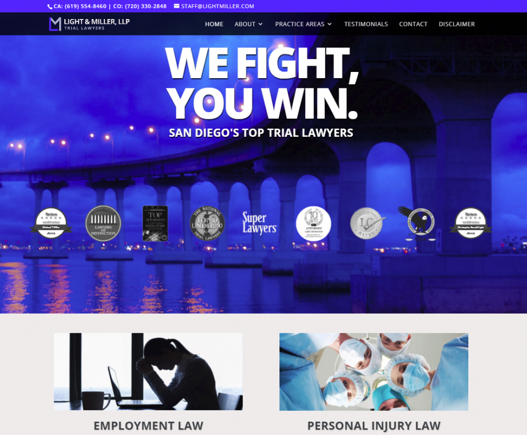 Lawyer Website Design San Diego LightMiller2